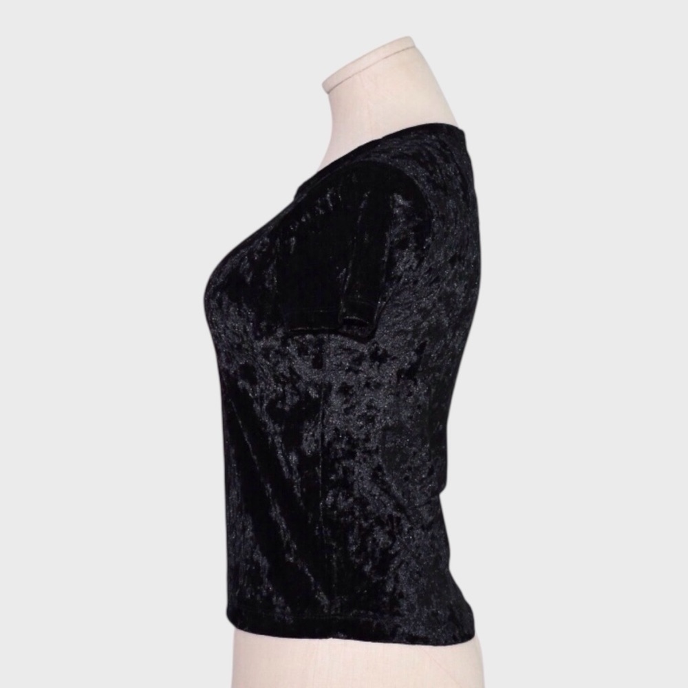 Hollister Black Crushed Velvet Short Sleeve Top - Picture 4 of 5